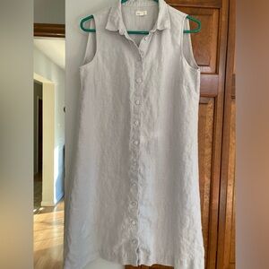 Garnet Hill Classic Linen Sleeveless Shirtdress Dress Button Front 6 S Small